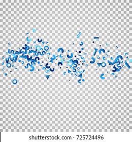 Bright festive background with confetti of geometric elements. indigo.blue. nevy