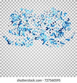 Bright festive background with confetti of geometric elements. indigo.blue. nevy