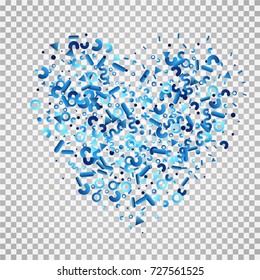 Bright festive background with confetti of geometric elements. indigo.blue. nevy