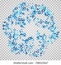 Bright festive background with confetti of geometric elements. indigo.blue. nevy