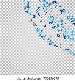 Bright festive background with confetti of geometric elements. indigo.blue. nevy