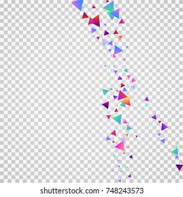 Bright festive background with confetti of geometric elements in a Memphis style. Colored postcard.