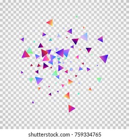 Bright festive background with confetti of geometric elements in a Memphis style. Colored postcard.