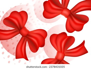 Bright festive background with gift bow and ribbon. Holiday.Valentine background. Vector illustration