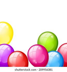 Bright festive background with multicolored balloons. Vector illustration