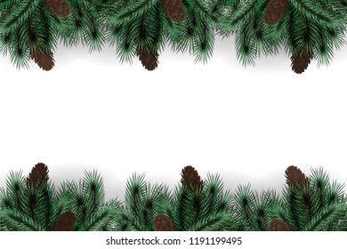 bright festive christmas background, with branches, flat lay vector