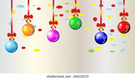 bright festive christmas balls,  vector  illustration