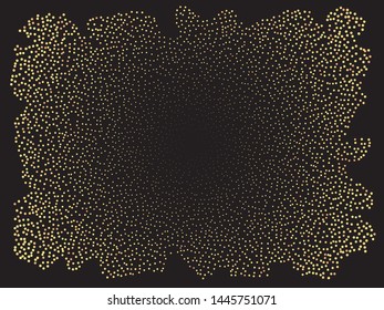 Bright festive falling confetti. Fresh element of your design. Vector illustration concept. Gold beautiful shiny abstract texture on black background.