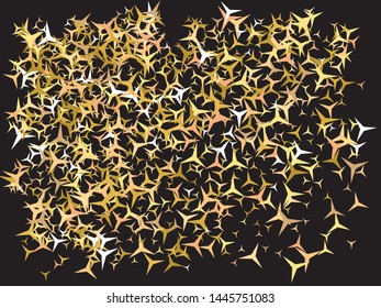 Bright festive falling confetti. Fresh glitter design's elements. Vector illustration surprise. Gold beautiful modern abstract texture on black background.