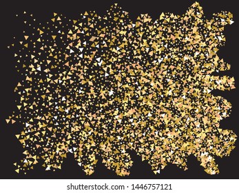 Bright festive falling confetti. Fresh design's elements. Vector illustration object. Gold beautiful modern abstract texture on black background.