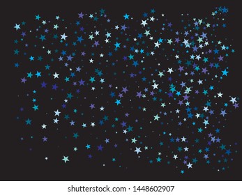 Bright festive falling confetti. New glitter design's elements. Vector illustration space. Blue beautiful modern abstract texture on black background.