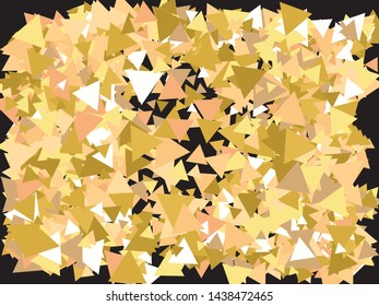 Bright festive falling confetti. Vector illustration object. Magic design's elements. Gold beautiful modern abstract texture on black background.