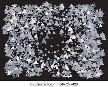 Bright festive falling confetti. Vector illustration object. Random design's elements. Silver beautiful modern abstract texture on black background.