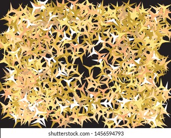 Bright festive falling confetti. Vector illustration space. New glitter design's elements. Gold beautiful modern abstract texture on black background.