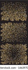 Bright festive falling confetti. Vector illustration object. New design's elements. Gold set of beautiful modern abstract textures on black background.
