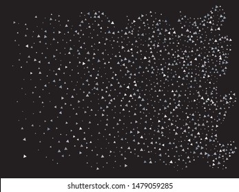 Bright festive falling confetti. Vector illustration object. Fashionable design's elements. Silver beautiful modern abstract texture on black background.