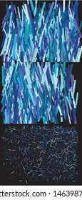 Bright festive falling confetti. Vibrant elements of your design. Vector illustration art. Blue set of invitation templates, background images, posters or greeting cards.