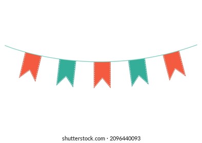 Bright festive flags. Decor for the holiday. The child's birthday.