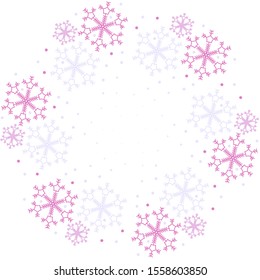 Bright festive frame with colored snowflakes. Isolated on white. Vector illustration for Christmas and New Year