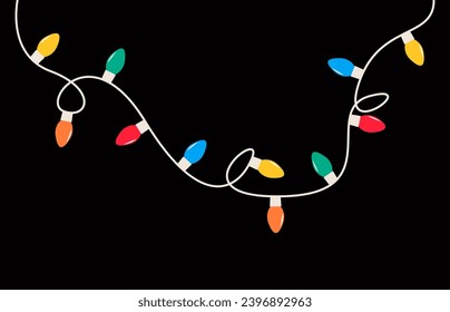 Bright festive garland with multi-colored lights. Colorful vector illustration
