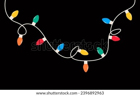 Bright festive garland with multi-colored lights. Colorful vector illustration
