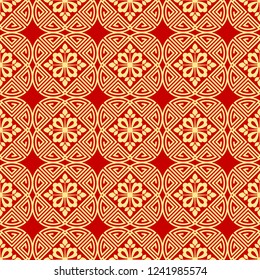 
Bright, festive holiday seamless pattern in chinese style. For printing, textiles, wrapping paper, etc. Vector.