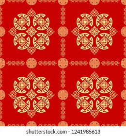 
Bright, festive holiday seamless pattern in chinese style. For printing, textiles, wrapping paper, etc. Vector.