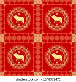Bright, festive holiday seamless pattern in chinese style. For printing, textiles, wrapping paper, etc. Vector.