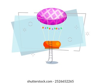 Vetor isolado de balão de ar quente festivo brilhante. Festival, carnaval, festa. Conceito aerostático. Vetor pode ser usado para tópicos como transporte, aviação, férias