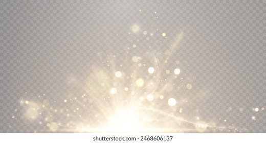 Bright festive light with sparkles. Bokeh light effect from an explosion of flickering particles. bright light dust png vector