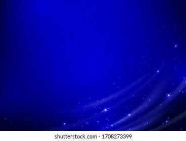 Bright festive magic background with waves, lens flare and stars. Vector illustration for your design.