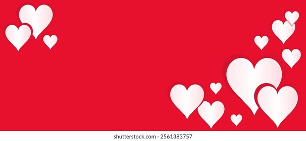 Bright festive red background with hearts for Valentine's Day. Vector.