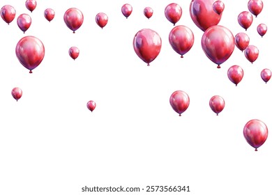 Bright and festive red balloons floating against a white background, perfect for celebrations, parties, and joyful events. Ideal for adding a touch of cheer and fun to any project.