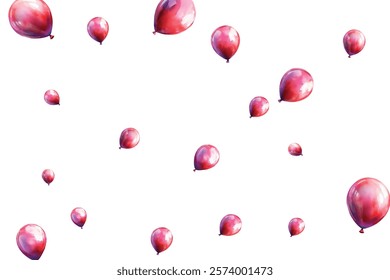 Bright and festive red balloons floating against a white background, perfect for celebrations, parties, and joyful events. Ideal for adding a touch of cheer and fun to any project.