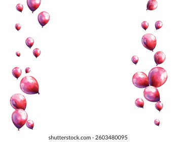 Bright and festive red balloons floating against a white background, perfect for celebrations, parties, and joyful events. Ideal for adding a touch of cheer and fun to any project.