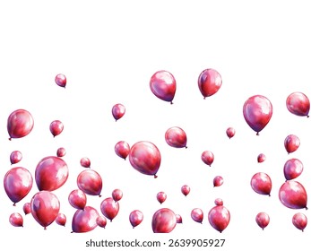 Bright and festive red balloons floating against a white background, perfect for celebrations, parties, and joyful events. Ideal for adding a touch of cheer and fun to any project.