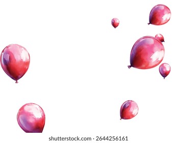Bright and festive red balloons floating against a white background, perfect for celebrations, parties, and joyful events. Ideal for adding a touch of cheer and fun to any project.