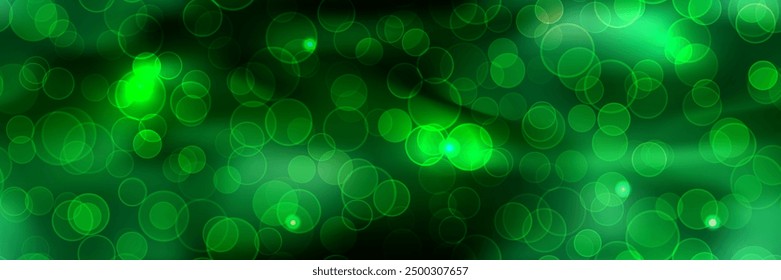 Bright festive royal green gradient seamless background with circles. Deep emerald color luxury pattern. Abstract vector bg