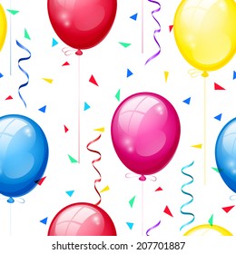 Bright festive seamless background with multicolored balloons. Vector illustration