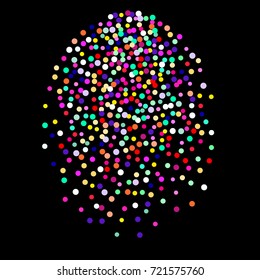Bright festive set background with confetti of geometric elements in a Memphis style. Colored postcard.