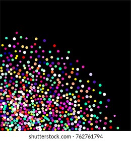 Bright festive set background with confetti of geometric elements in a Memphis style. Colored postcard.