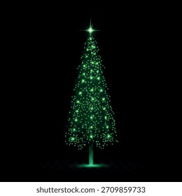 Un árbol festivo brillante con un lado brillante y brillo. Abstractas árbol de Navidad brillante con reflejos de luz parpadeante. eps10