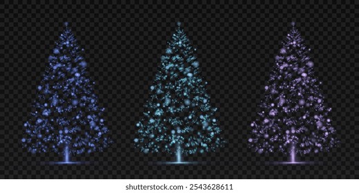 Árbol festivo brillante hecho de bokeh brillante y brillo. Árbol de Navidad de luz Abstractas con reflejos de luz brillante. eps10
