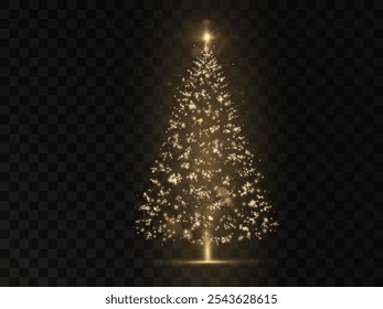 Árvore festiva brilhante feita de bokeh brilhante e brilho. Árvore de Natal de luz abstrata com reflexos de luz cintilante. eps10