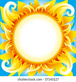 Bright fiery sun background