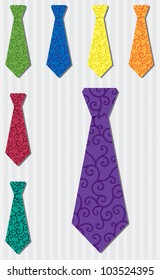 Bright filigree silk tie stickers in vector format.