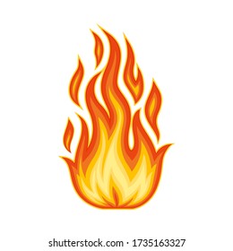 Bright Fire Blaze Isolated on White Background Vector Illustration