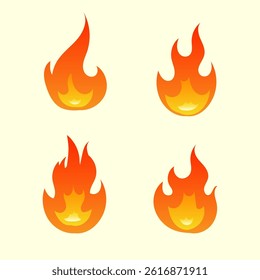 Bright fire with flame cute animation icon vector great for kids design illustration cartoon education happy orange character graphic red energy fun safety yellow flames emotion mascot joy adorable 