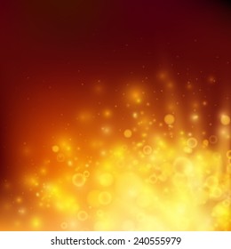 Bright fire like bokeh. Vector background