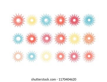 Bright firework, decoration twinkle, shiny flash. Glowing light effect star. Sparkle lights vector